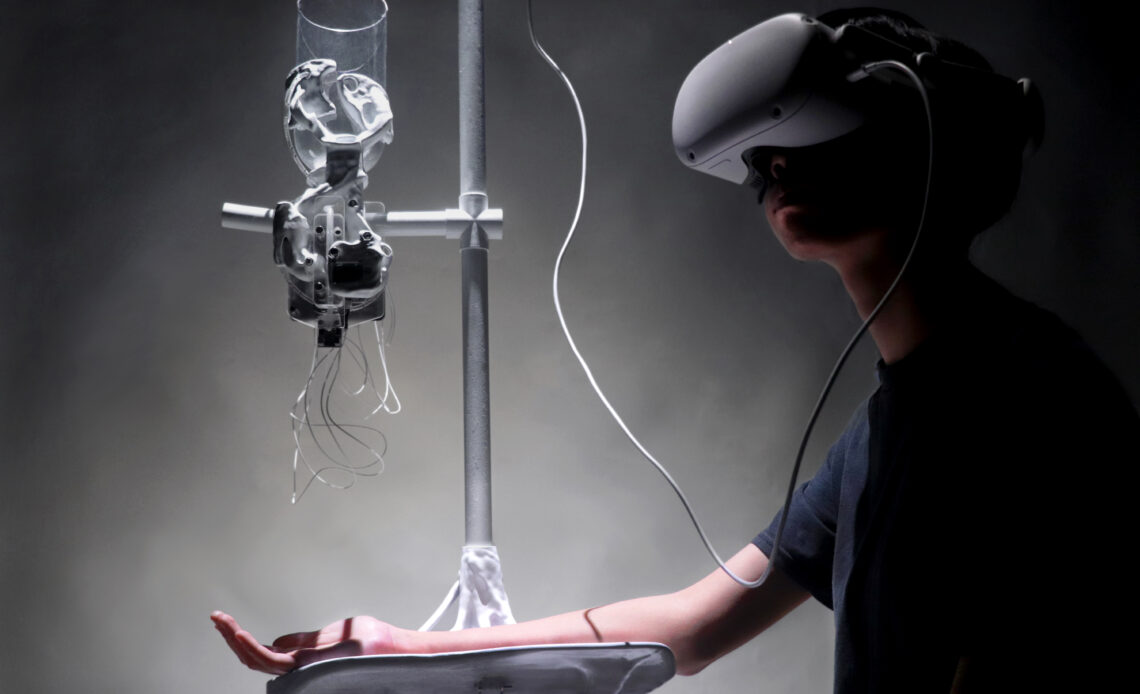 Œuvre de réalité virtuelle avec un casque